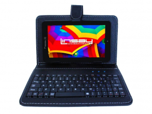 LINSAY 7 inch Quad Core Dual Camera Android Tablet - Black Keyboard Case