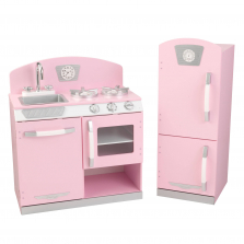 KidKraft Pink Retro Kitchen and Refrigerator