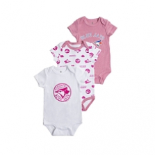 Snugabye Toronto Blue Jays 3 Piece Pink Infant Bodysuit Set 18-24 Months