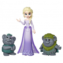 Disney Frozen Elsa Small Doll With Troll Figures