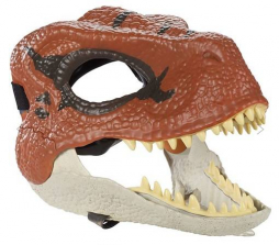 Карнавальная Маска Динозавр Велоцираптор Эхо коричневый с текстурой и окрасом Jurassic Evolution World Мир Юрского периода 2