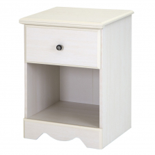 Country Poetry 1-Drawer Nightstand - End Table with Storage- White Wash