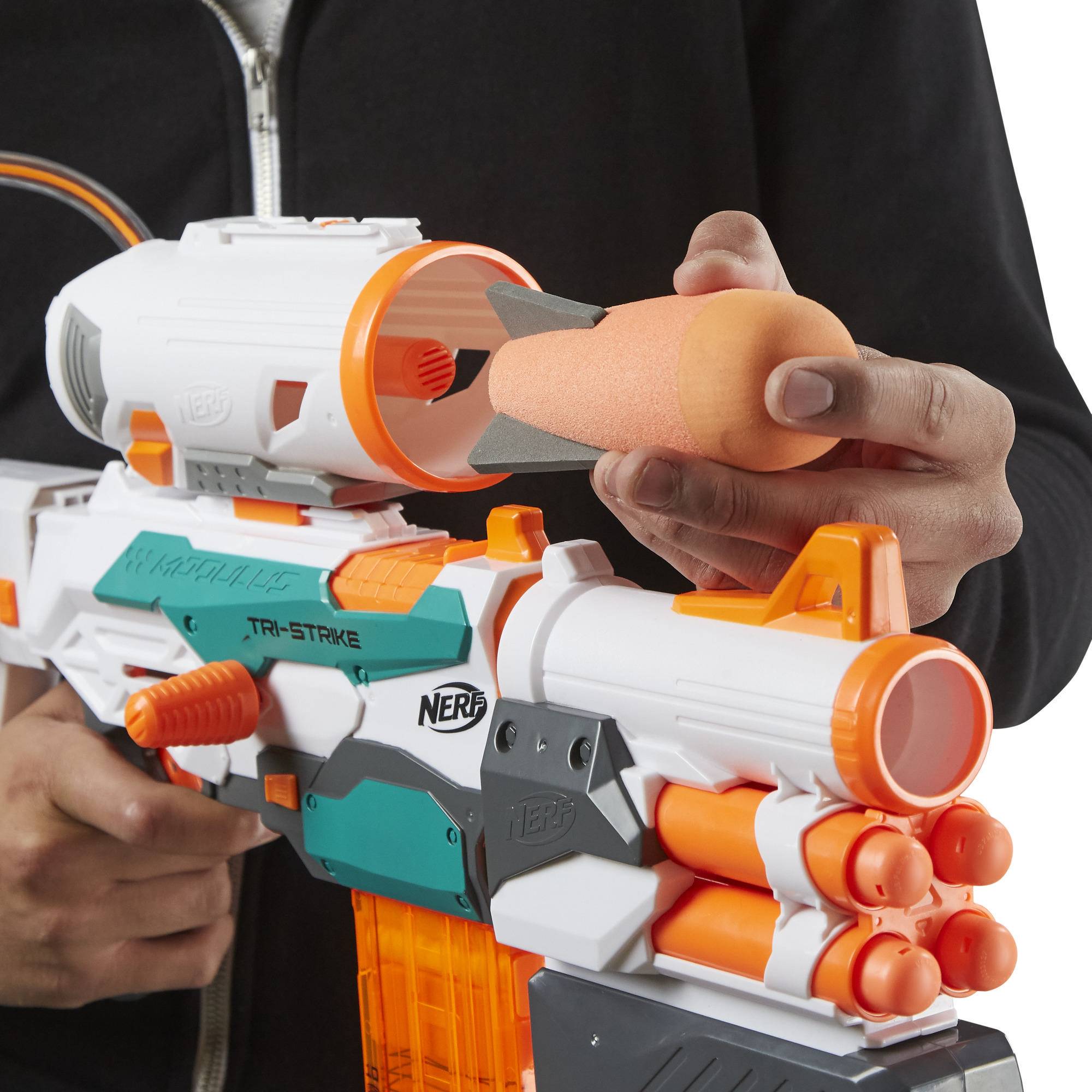 Nerf бластеры. НЕРФ Модулус три страйк. Бластер НЕРФ Модулус. Бластер Nerf Модулус три-страйк. Nerf b5577 бластер Модулус три-страйк.