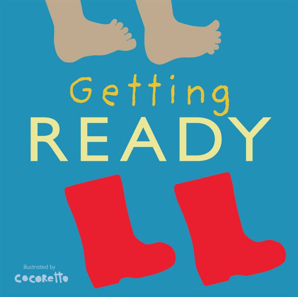 Get ready. Ready to Play. Reads book to children.