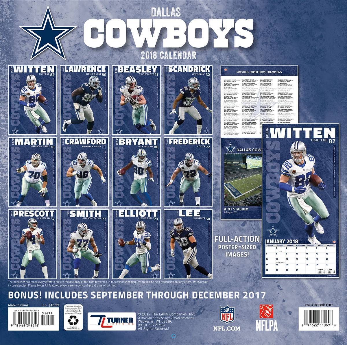 Turner 2018 NFL Dallas Cowboys Wall Calendar Играландия интернет