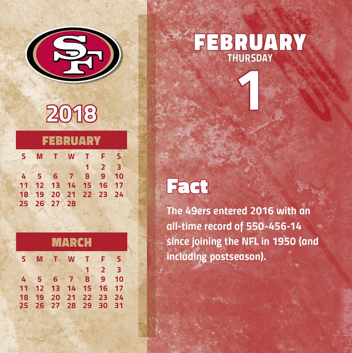 Turner 2018 NFL San Francisco 49ers Box Calendar Играландия