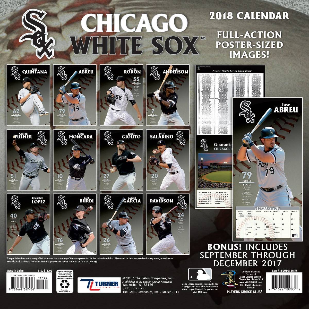 Turner 2018 MLB Chicago White Sox Wall Calendar Играландия интернет