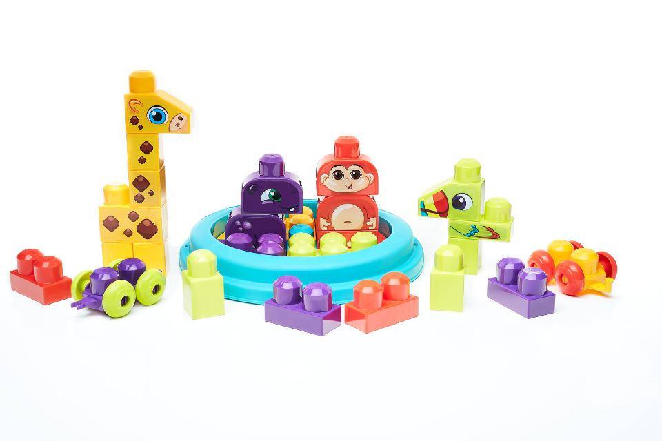 FFY14 25 pièces briques et jeu de construction jouet pour bébé et enfant de 1 à 5 ans Mega Bloks La Parade de LEléphant violet 