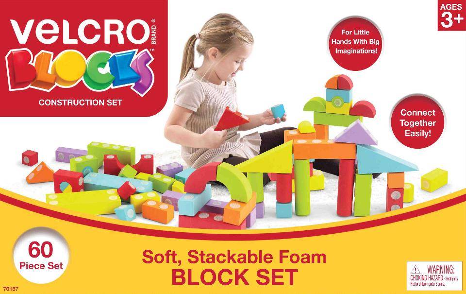 Velcro(R) Blocks(TM) Soft, Stackable Foam Block Set 60 Pieces