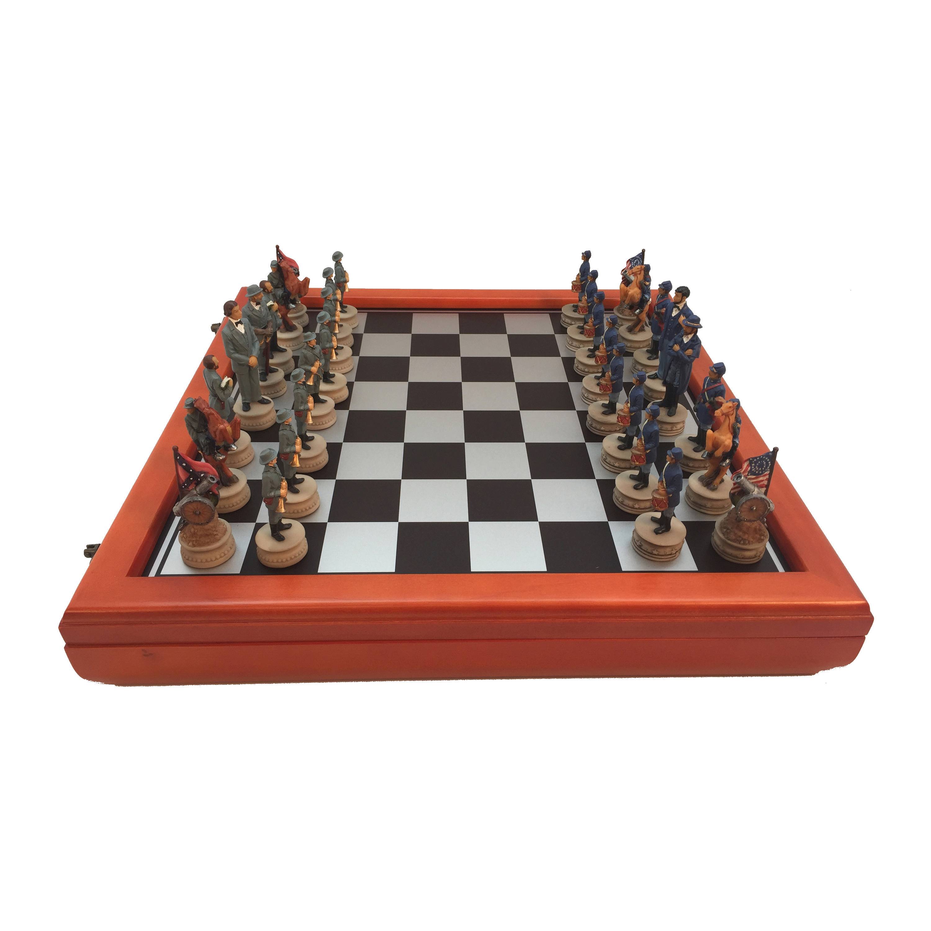 Civil War Generals Wooden Chess Set with Cherry Stained Chest Board |  Играландия - интернет магазин игрушек