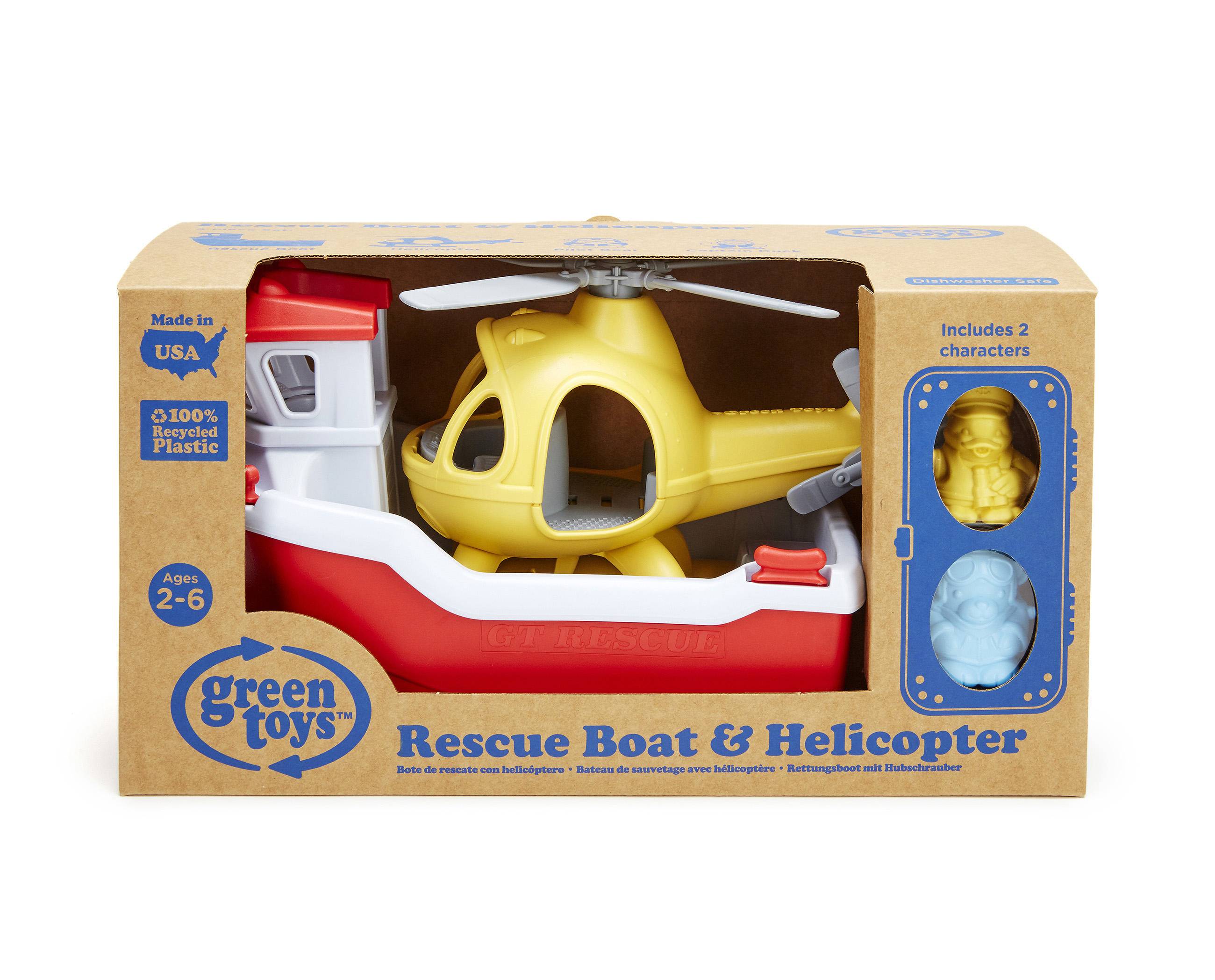 green toys rescue boat and helicopter