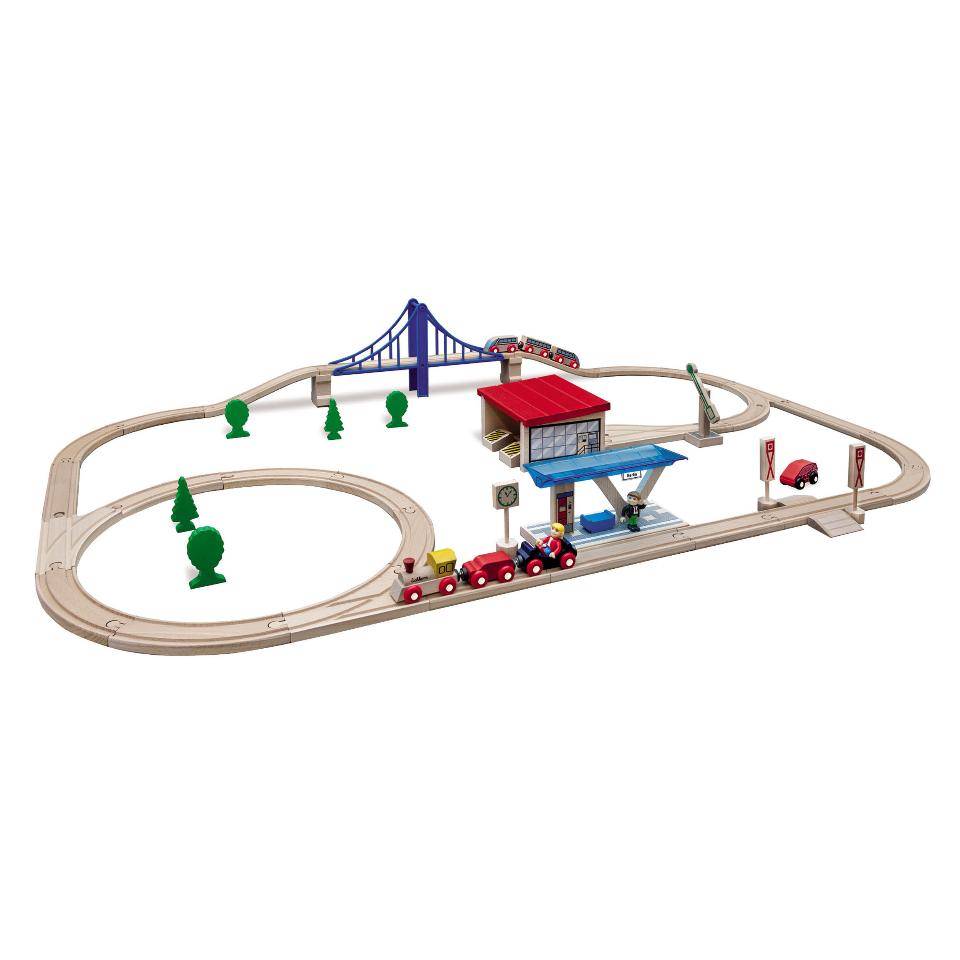 large wooden train set