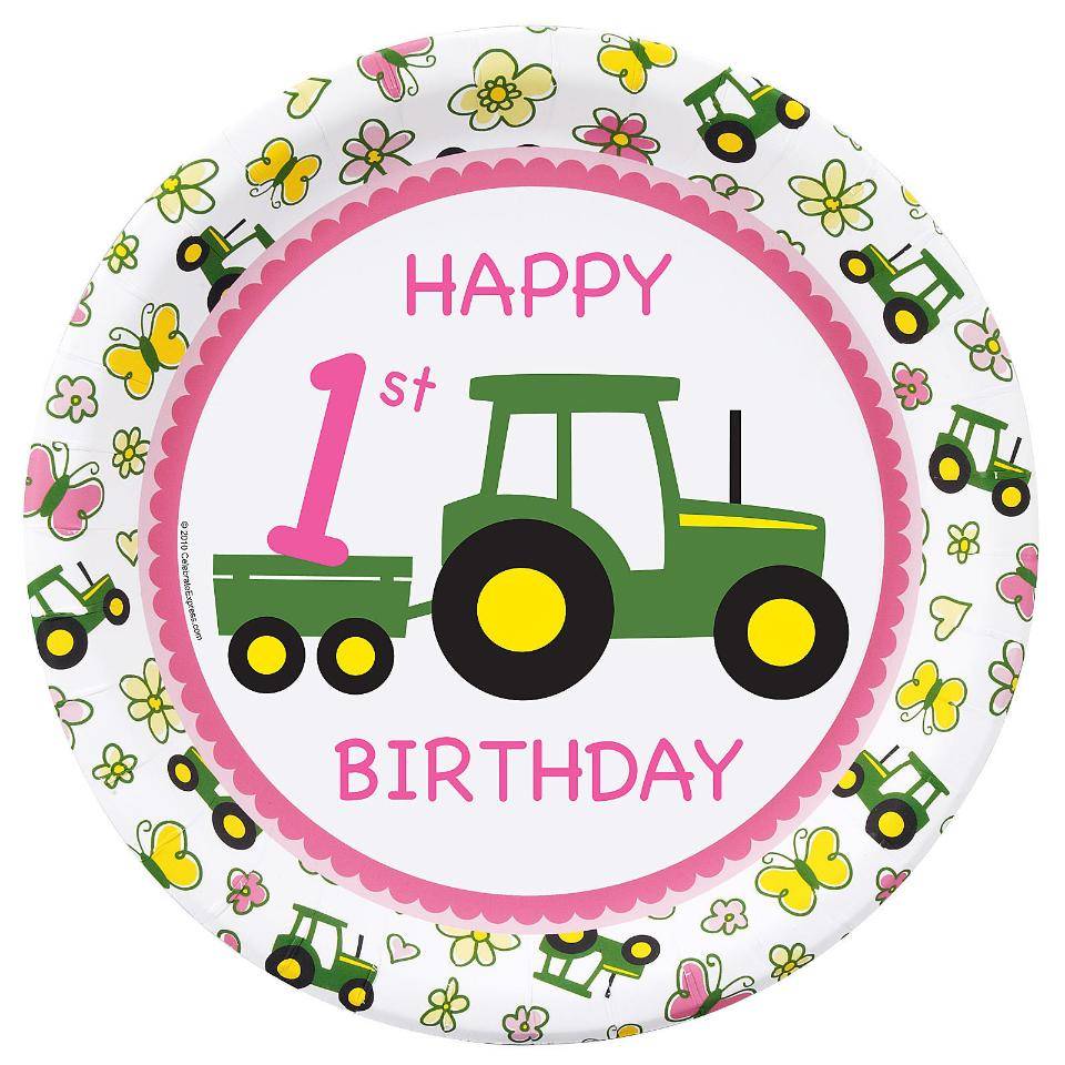 John Deere Pink Dinner Plate Party Pack for 24 Guest