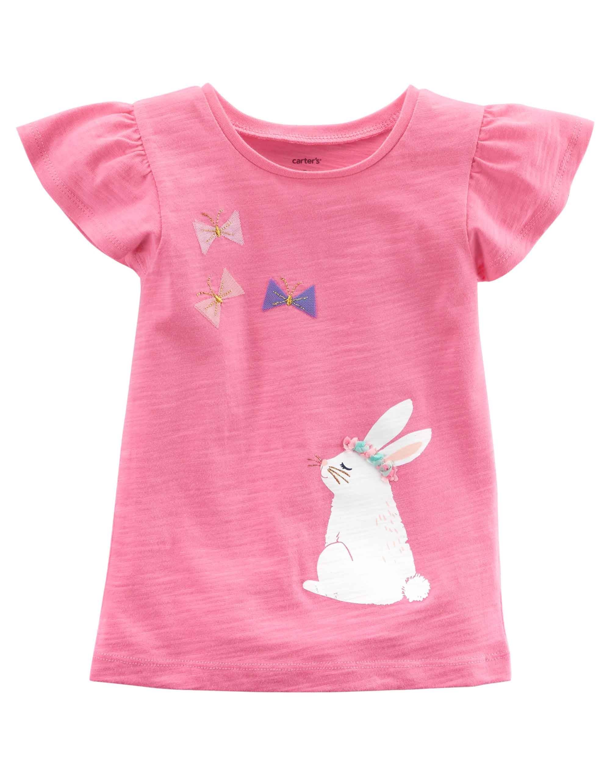Girl Child Cute Bunny Ruffle Sleeve TShirt Играландия интернет