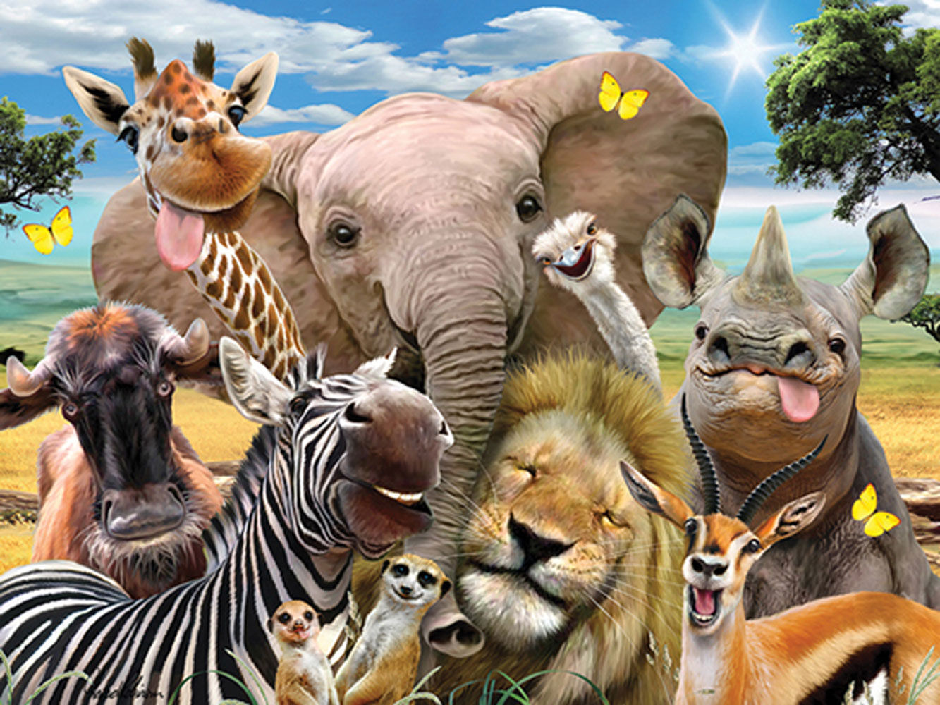 Мир животных праздник. Пазл Prime 3d Африка селфи (13542), 63 дет.. Пазл 3d 63 Африка селфи. Много животных. Животные вместе.