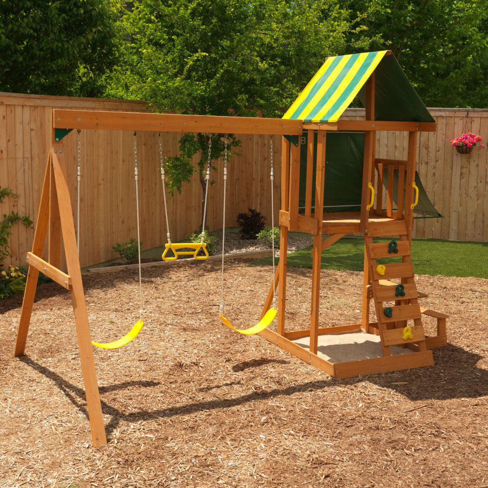 wooden swing set kidkraft