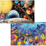 Melissa & Doug Jumbo Jigsaw Floor Puzzle Set - Solar System and Underwater (2 x 3 feet each)