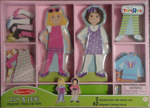 Melissa & Doug Wooden Magnetic Dress-Up Dolls Play Set - Lily and Lexi