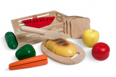 Melissa & Doug Cutting Food - Play Food Set With 25+ Hand-Painted Wooden Pieces, Knife, and Cutting Board