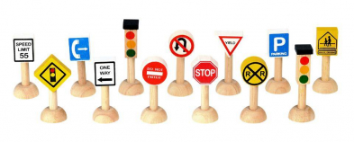 PlanToys Set of Traffic Signs & Lights - USA