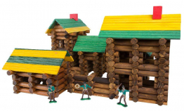 Ideal Frontier Logs Classic Wood Construction Set with Action Figures