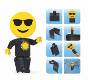 Brictek Emoji Figz Foil Bag Carton 72-pieces Construction Figurines - Cool