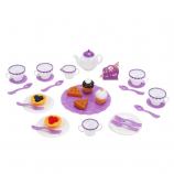 Just Like Home 40 Piece Pearlized Tea Set - White with Purple Lining