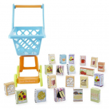 Just Like Home Shopping Cart with 20 Food Boxes - Blue/Orange