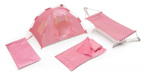 Badger Basket Go Camping Set for 18 inch Doll - Pink Polka Dots
