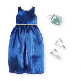 Journey Girls Blue Dress with Silver Sandals Celebration Outfit for 18-inch Doll