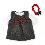 You & Me Occasion Outfit for 16-18 inch Doll - Layered Grey Dress with Bow Detail