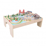 Bigjigs Toys Wooden City Train and Table 62 Piece Set
