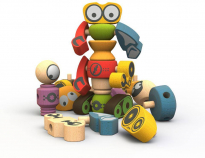 BeginAgain Toys Tinker Totter Robots Wooden Playset