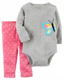 Baby girl long-sleeved butterfly body and the sub - set of 2