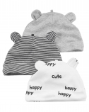 Baby boy-Eared Beanie - set of 3