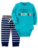 Set of 2 baby boy long sleeve little monster