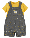 Baby boy and yellow Excavator Salopet Body - set of 2