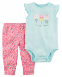 Baby girl ice cream body and colored pants Pattern - set of 2