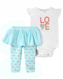 Baby girl Short Sleeve Body, and detention Pants - set of 2