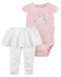Baby girl Pink Unicorn and detention Pants - set of 2