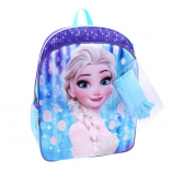 Disney Frozen Elsa 16 inch Backpack with Two Side Mesh Pockets and Gloves