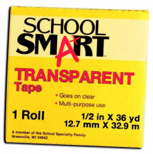 3M School Smart Self-Adhesive Tape with 1 Inch Core - Transparent - Pack of 12
