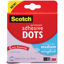 Scotch Permanent Adhesive Dots - Ultra - Thin Medium Scrapbook 0.3" 200/Package