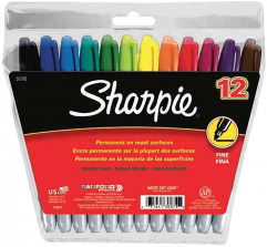 12-Pack Sharpie Fine Point Permanent Markers - Assorted Colors