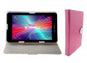 LINSAY 7 inch Quad Core 1280 x 800 IPS Screen Tablet with Pink and White Leather Protective Case