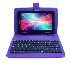 LINSAY 7 inch Quad Core Dual Camera Android Tablet - Purple Keyboard Case