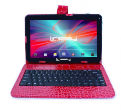 LINSAY 10.1 inch New Quad Core 8GB Tablet with Red Crocodile Style Keyboard Exclusive Bundle