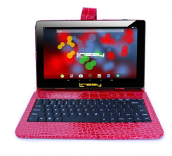 LINSAY 10.1 inch Quad Core 1280 x 800 IPS Screen Tablet 16GB with Red Crocodile Style Leather Keyboard Case