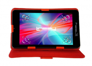 LINSAY 7 inch Quad Core 1280 x 800 IPS Screen Tablet with Red Leather Protective Case