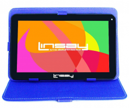 LINSAY 10.1 inch Quad Core Tablet - Blue Leather Case